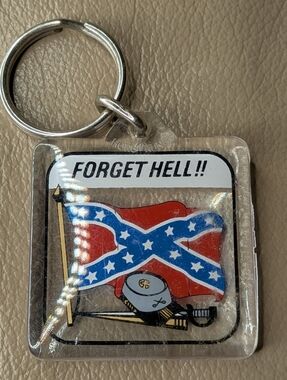 Vintage Conf "Flag Forget Hell" clear Keychain - Made In Hong Kong